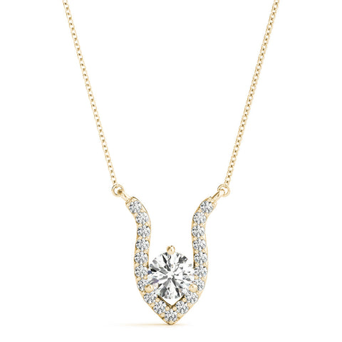 Yellow gold Round Brilliant Halo Prong-Set Pendant