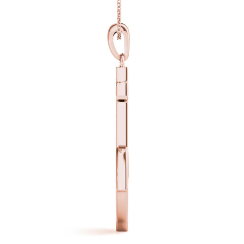 Rose gold Silver Anchor Pendant with Round Diamond Bezel Setting