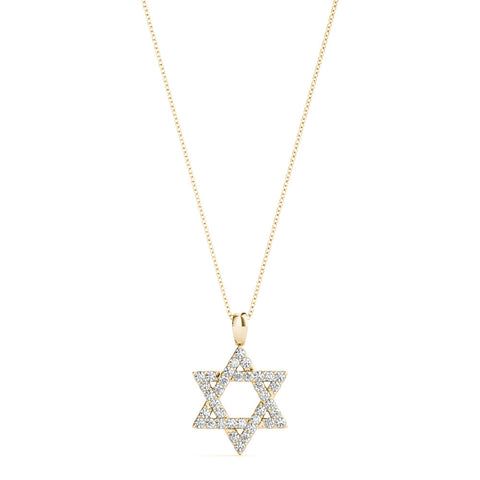 Yellow gold Pavé Round Diamond Star Pendant with Four-Prong Setting