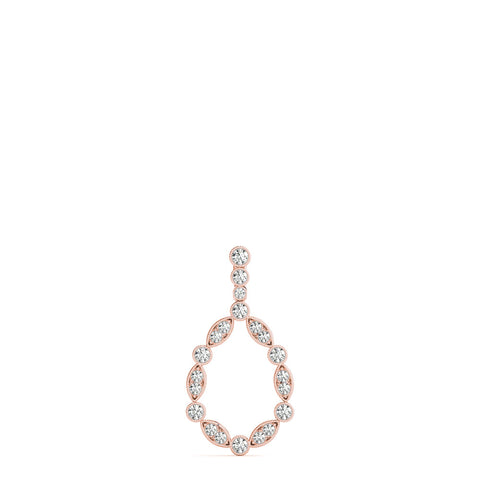 Rose gold Round and Marquise Diamond Milgrain Prong Pendant