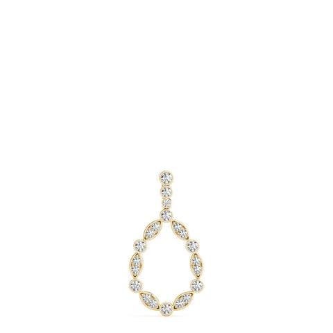 Yellow gold Round and Marquise Diamond Milgrain Prong Pendant