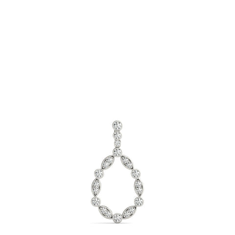 White gold Round and Marquise Diamond Milgrain Prong Pendant