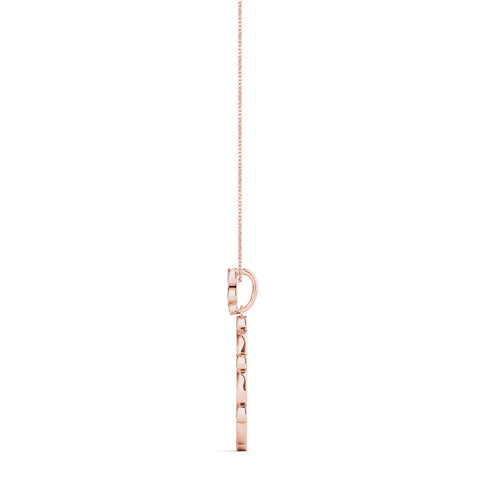 Rose gold Round and Marquise Diamond Milgrain Prong Pendant
