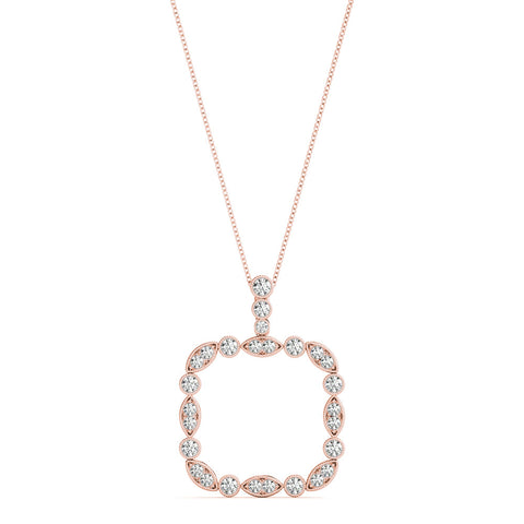 Rose gold Bezel Marquise and Round Diamond Pendant