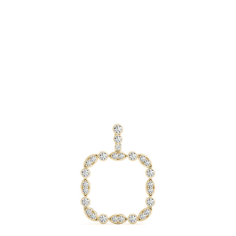 Yellow gold Bezel Marquise and Round Diamond Pendant