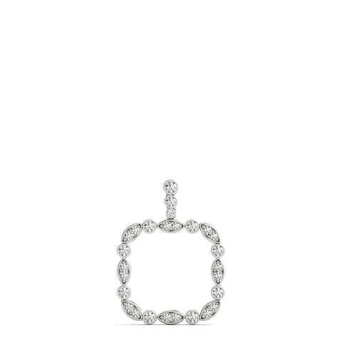 White gold Bezel Marquise and Round Diamond Pendant