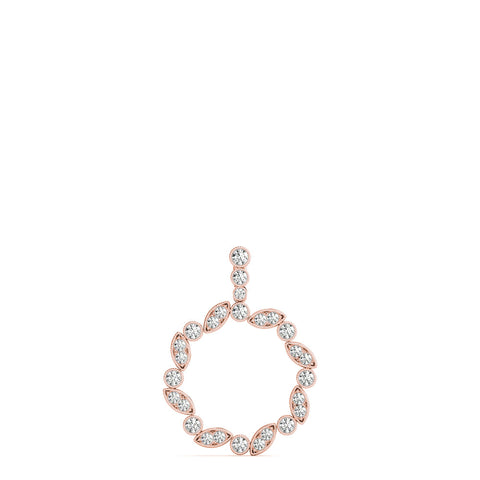 Rose gold Round and Marquise Diamond Circle Pendant with Bezel and Prong Setting