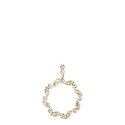 Yellow gold Round and Marquise Diamond Circle Pendant with Bezel and Prong Setting