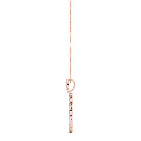 Rose gold Round and Marquise Diamond Circle Pendant with Bezel and Prong Setting