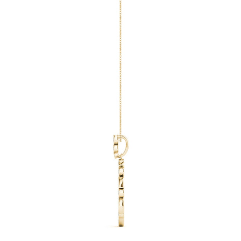 Yellow gold Round and Marquise Diamond Circle Pendant with Bezel and Prong Setting