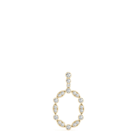 Yellow gold Round and Marquise Diamond Bezel Set Pendant