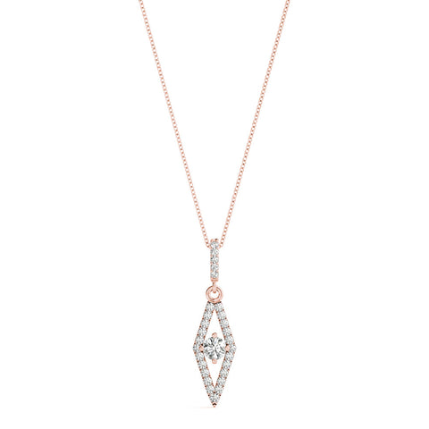 Rose gold Round Cut Diamond Pavé Marquise Pendant