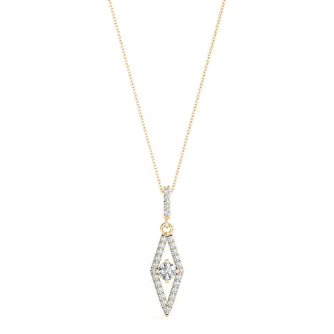 Yellow gold Round Cut Diamond Pavé Marquise Pendant