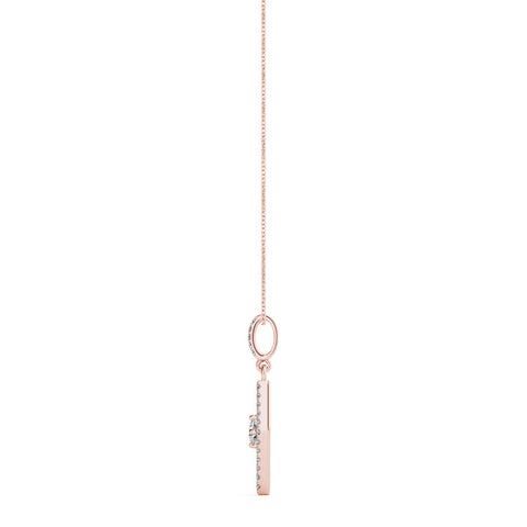 Rose gold Round Cut Diamond Pavé Marquise Pendant