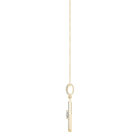Yellow gold Round Cut Diamond Pavé Marquise Pendant