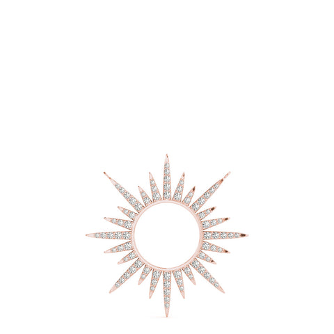 Rose gold Round Cut Diamond Sunburst Pendant with Pavé Setting