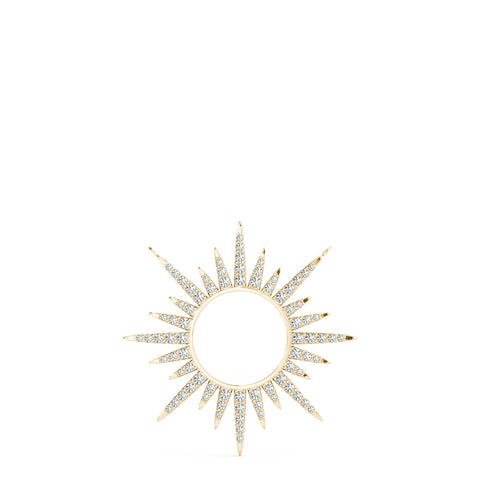 Yellow gold Round Cut Diamond Sunburst Pendant with Pavé Setting