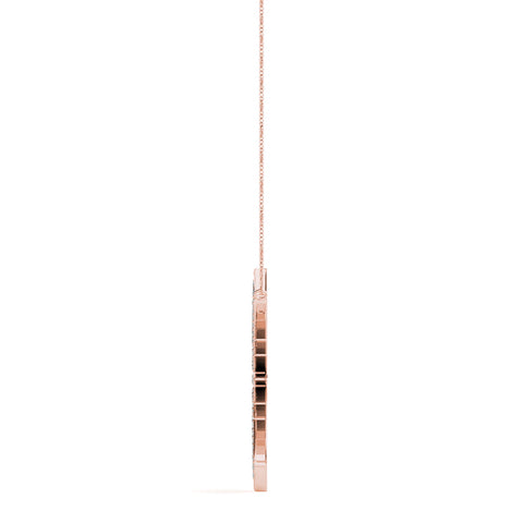 Rose gold Round Cut Diamond Sunburst Pendant with Pavé Setting