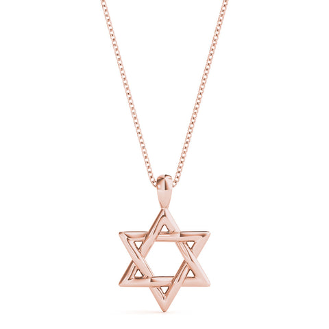 Rose gold Silver Star of David Pendant