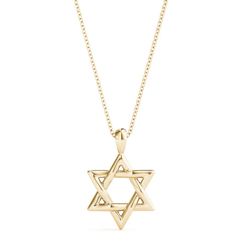 Yellow gold Silver Star of David Pendant