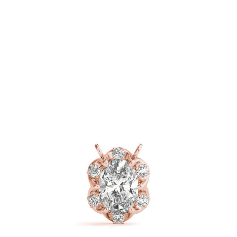 Rose gold Oval Diamond Halo Pendant with Prong Setting