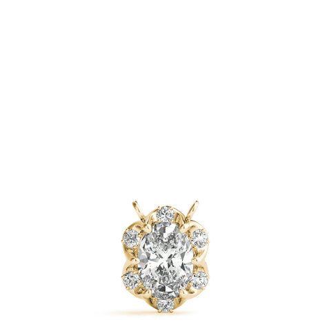 Yellow gold Oval Diamond Halo Pendant with Prong Setting