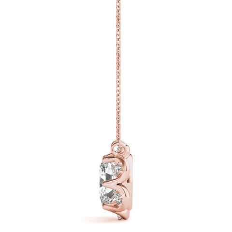 Rose gold Oval Diamond Halo Pendant with Prong Setting