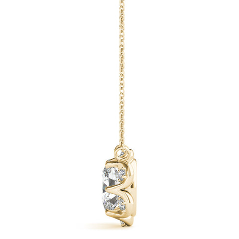 Yellow gold Oval Diamond Halo Pendant with Prong Setting