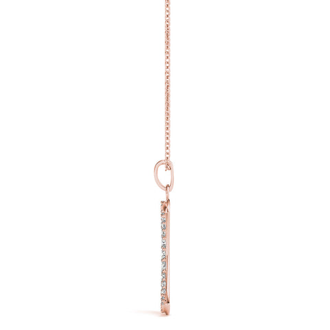 Rose gold Pavé Round Diamond Crescent Pendant with Four-Prong Setting