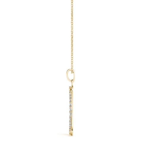 Yellow gold Pavé Round Diamond Crescent Pendant with Four-Prong Setting