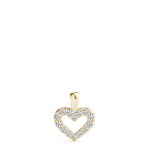 Yellow gold Pavé Round Diamond Heart Pendant