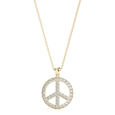 Yellow gold Round Brilliant Pavé-Set Diamond Peace Pendant
