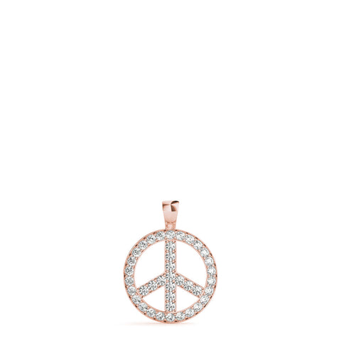 Rose gold Round Brilliant Pavé-Set Diamond Peace Pendant