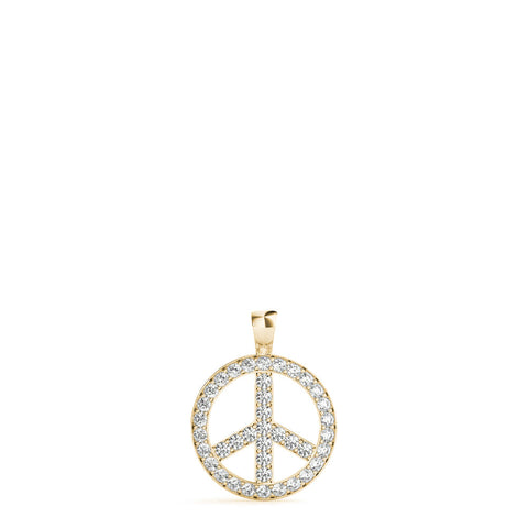 Yellow gold Round Brilliant Pavé-Set Diamond Peace Pendant