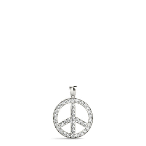 White gold Round Brilliant Pavé-Set Diamond Peace Pendant