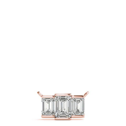 Rose gold Emerald Cut Three-Stone Bar Pendant with Bar Prong Setting
