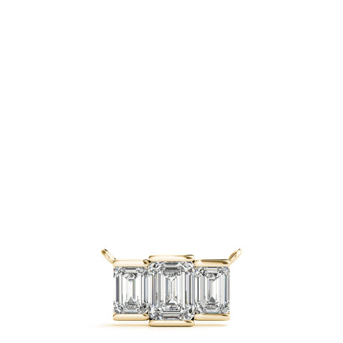 Yellow gold Emerald Cut Three-Stone Bar Pendant with Bar Prong Setting