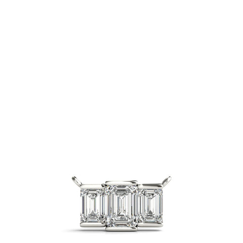 White gold Emerald Cut Three-Stone Bar Pendant with Bar Prong Setting