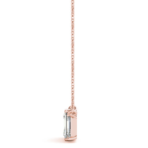 Rose gold Emerald Cut Three-Stone Bar Pendant with Bar Prong Setting