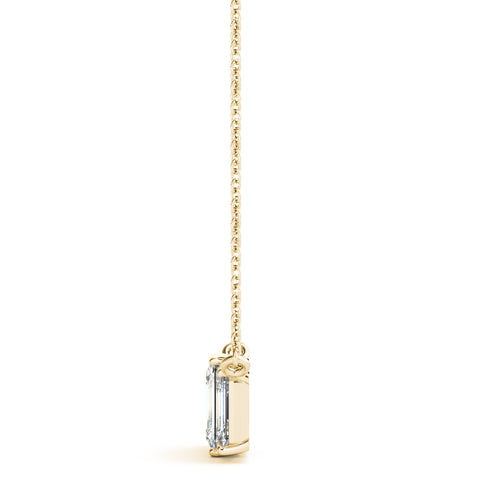 Yellow gold Emerald Cut Three-Stone Bar Pendant with Bar Prong Setting