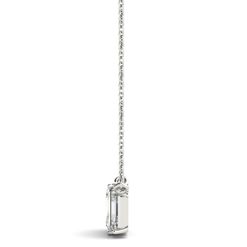 White gold Emerald Cut Three-Stone Bar Pendant with Bar Prong Setting