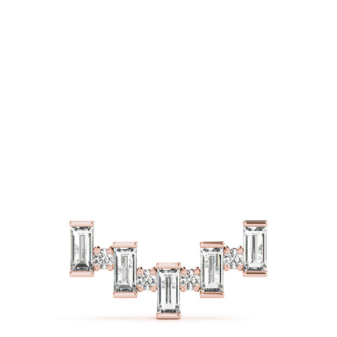 Rose gold Baguette Diamond Bar Pendant with Prong Setting