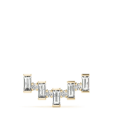 Yellow gold Baguette Diamond Bar Pendant with Prong Setting