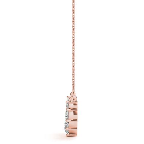 Rose gold Round Diamond Graduated V-Prong Necklace