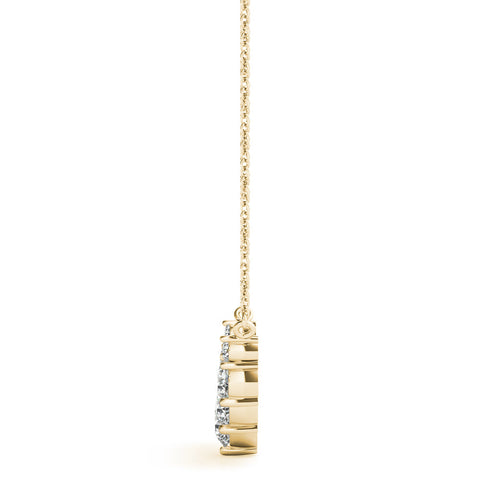 Yellow gold Round Diamond Graduated V-Prong Necklace