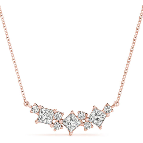 Rose gold Princess Cut V-Shape Diamond Pendant with Four-Prong Setting