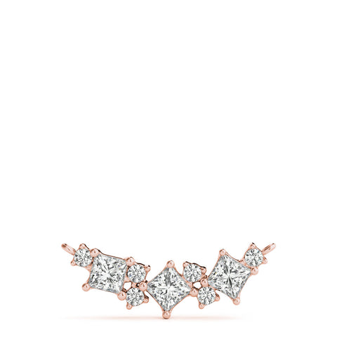 Rose gold Princess Cut V-Shape Diamond Pendant with Four-Prong Setting