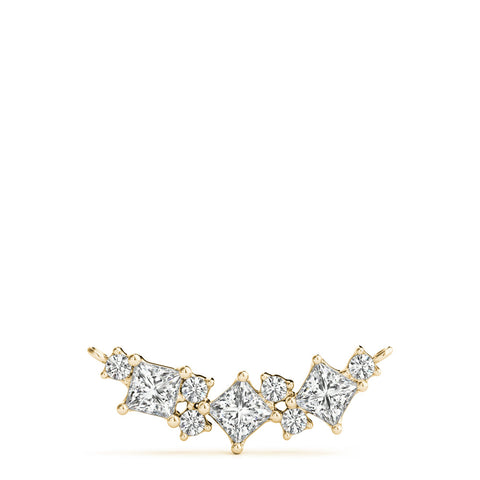 Yellow gold Princess Cut V-Shape Diamond Pendant with Four-Prong Setting
