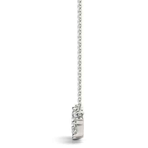 White gold Princess Cut V-Shape Diamond Pendant with Four-Prong Setting