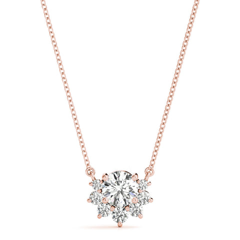 Rose gold Round Cluster Diamond Pendant with Prong Setting